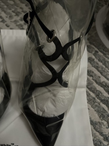Jimmy Choo X Off-White Claire 100 Pointed Toe Pumps in Black Satin EU 35.5. New - Picture 4 of 11