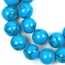 8mm Blue Howlite Turquoise Round Beads 16"