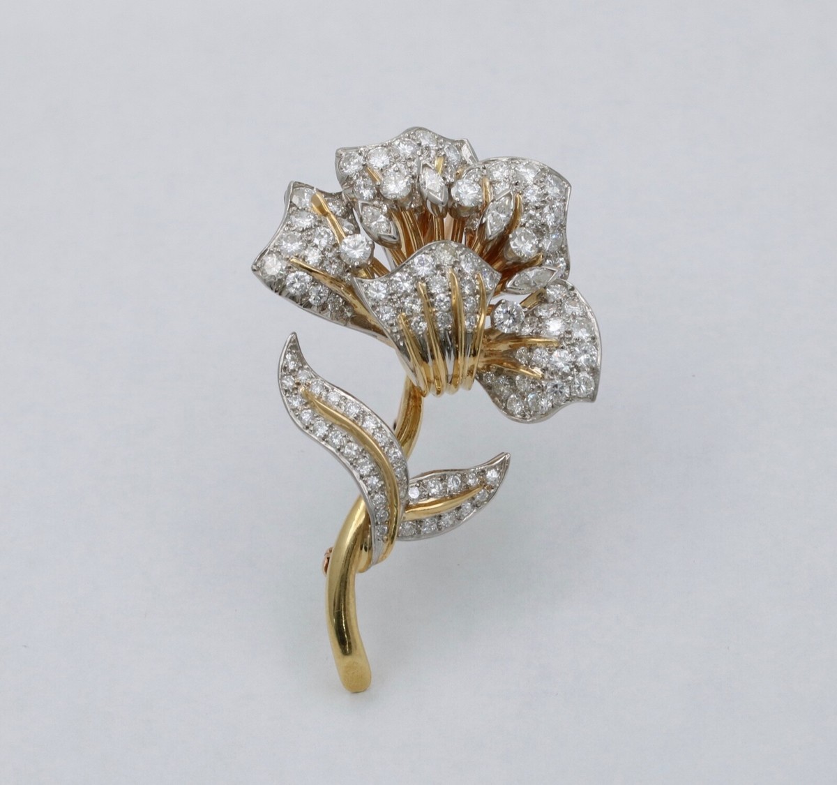 Vintage Platinum and 18K Gold 5.5 Ct Diamond Flower Brooch | eBay