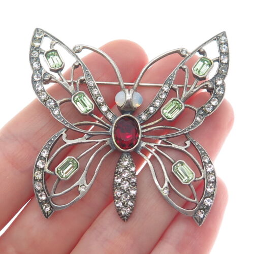 METROPOLITAN MUSEUM OF ART 925 Sterling Vintage Rhinestone Butterfly Brooch