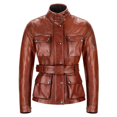 Belstaff Trialmaster Pro Damen Motorrad Motorrad Lederjacke rot