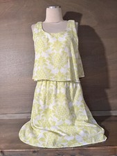 C Dress Womens LIME IVORY Shift Pullover SIZE MEDIUM TIERED SLEEVELESS PRETTY!
