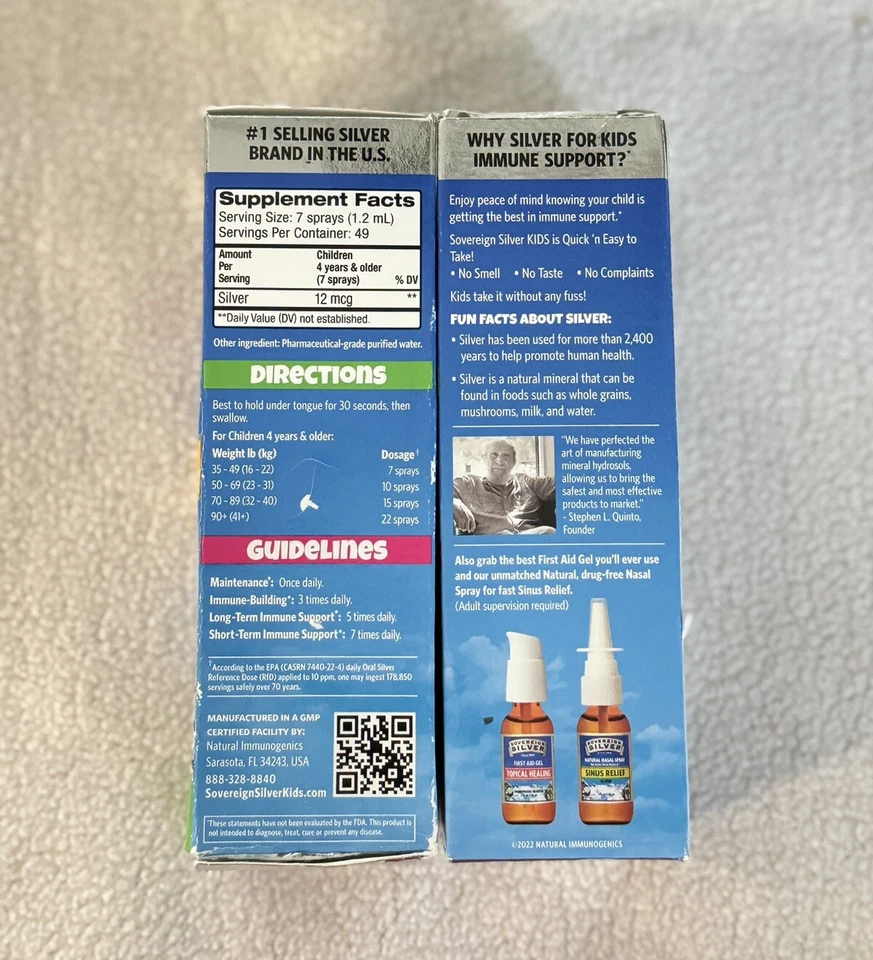 Lote de 2 Hidrosoles Sovereign Silver para Niños Niebla Fina 2oz Cada uno Exp 03/2026 Foto 2 de 4