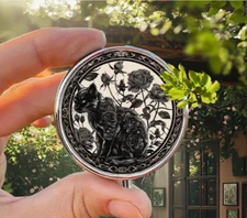 black Cat pill box medicine floral Trinket NEW Free Ship Stocking Stuffer 