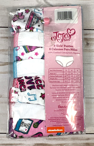 JoJo Siwa Girls Multipack Panties Underwear Size 4 Cotton 8-Pack - Picture 2 of 8