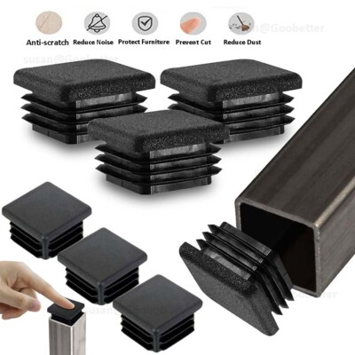 #ad #ad Square Plastic End Caps For Tubing Blanking Plugs Inserts Furniture Feet Black $174.34