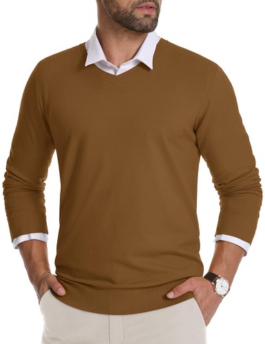 Herren V-Ausschnitt Pullover Langarm Strickpullover weich leicht Freizeitpullover - Bild 41 von 96