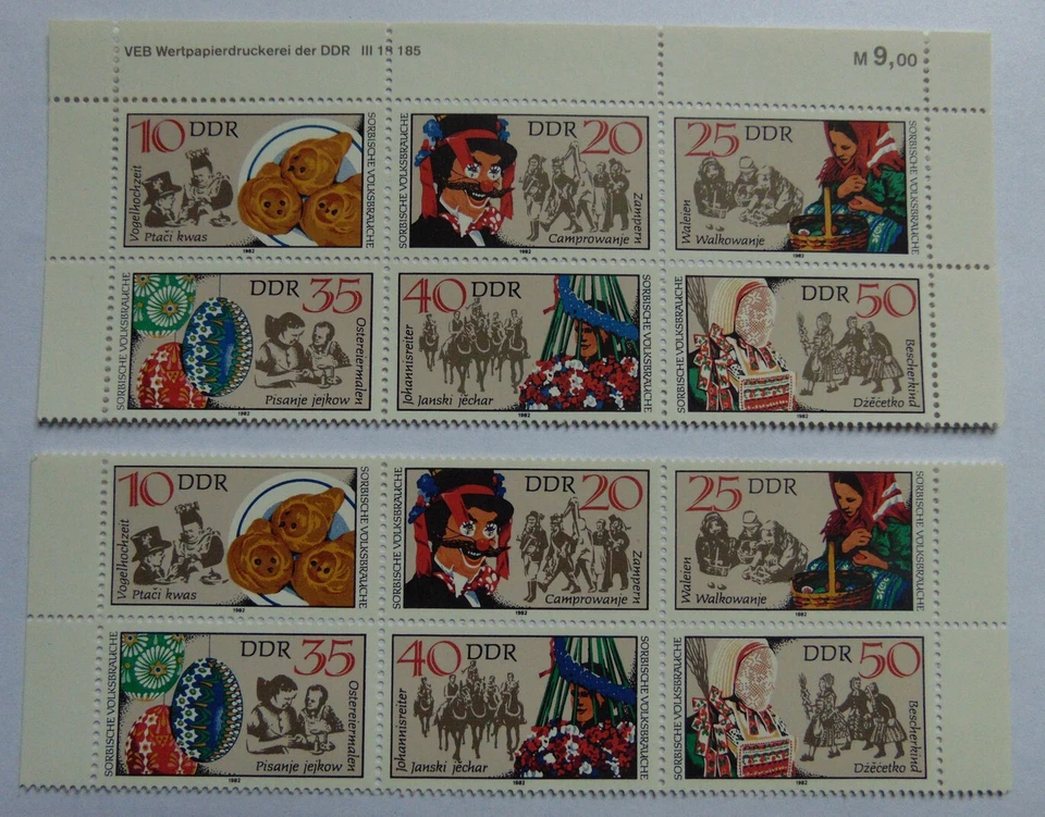 DDR 2 Sechserblöcke (**) "Sorbische Volksbräuche" 1982, Mi 2716 ff. - Bild 1 von 4