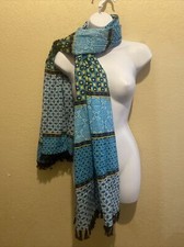 BOHO Matilda Jane Blue Black Gold Scarf Body Wrap Tassel Trim