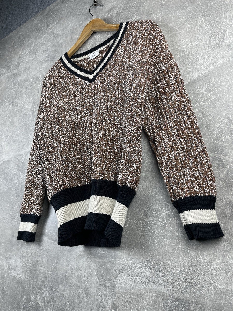 Brunello Cucinelli for Humanity Beige Cotton/Wool V Neck Sweater