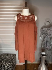 New Woman’s Xhilaration Warm Clay Crochet Cold Shoulder Sheath Dress Size XS