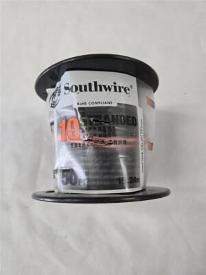 = Southwire 10 Stranded Building Wire Black 50 Ft THHN10STRCUBK50SPC