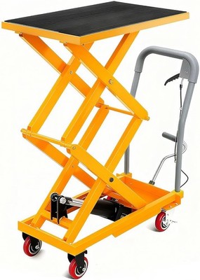 770lbs Hydraulic Lift Table Cart Manual Double Scissor Lifting Height 14''-50''