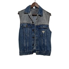 Vintage 80s Kerosene Denim Vest two tone size Small Trucker Grunge Punk USA