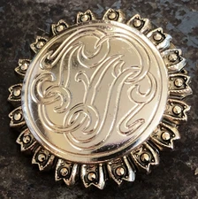Vintage Monogrammed Gold Tone Scarf Clip