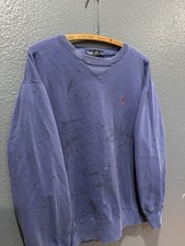 Vintage 90  s Polo Ralph Lauren Thrashed Blue Men  s Sweatshirt Size Large