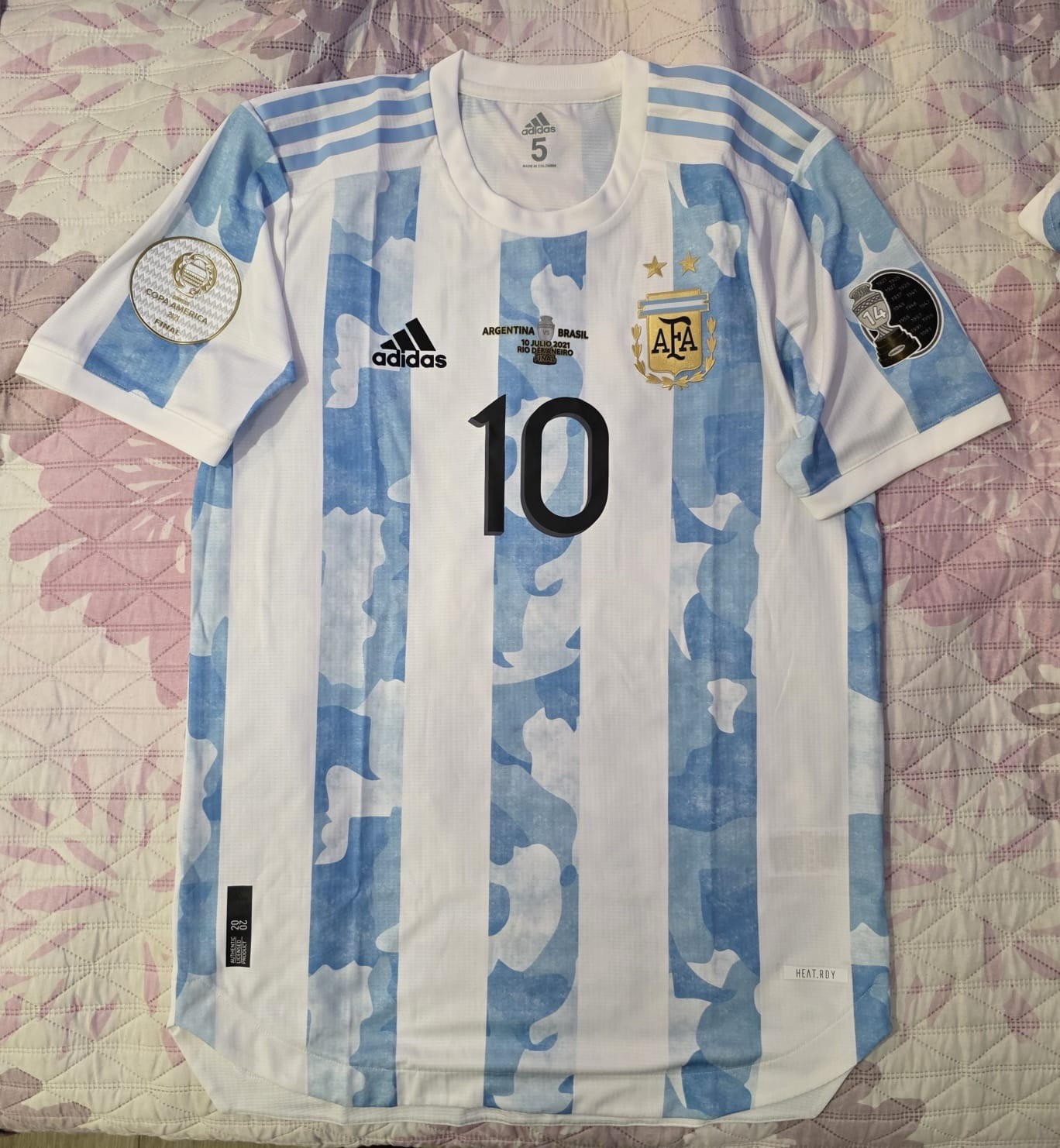 Argentina Adidas Soccer Jersey #10 Messi COPA AMERICA 2021 Final vs Brazil