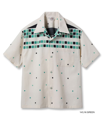 STAR OF HOLLYWOOD SH39717 DOBBY COTTON OPEN SHIRT SQUARE Japan New
