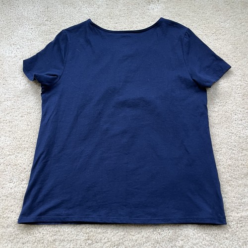 Croft & Barrow Women’s Navy Blue Eyelet Short Sleeve Top - Size M - VGUC - Picture 2 of 5