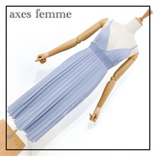 Axes Femme Pleated Cami Dress Blue Summer M Japan