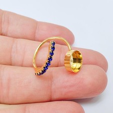 Navy Blue Ring Blank Base Bezel Setting Adjustable 10mm Shiny Gold G37446