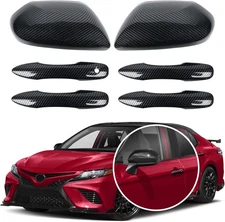 Carbon Fiber Side Door Mirror Cover and Handle Caps Replace Fiber-2 