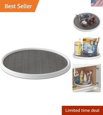Elegant 18-Inch Lazy Susan Turntable Organizer - Non-Skid Design in White/Gray