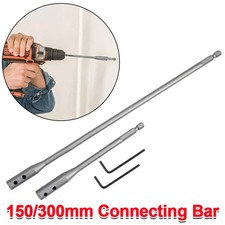 2x Flat Wood Drill Bit Holder 150/300mm Length EXTENSION BAR SET 1/4'' Hex Shank