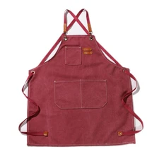 Chef's apron in cotton canvas, unisex, with large pockets Wine Red