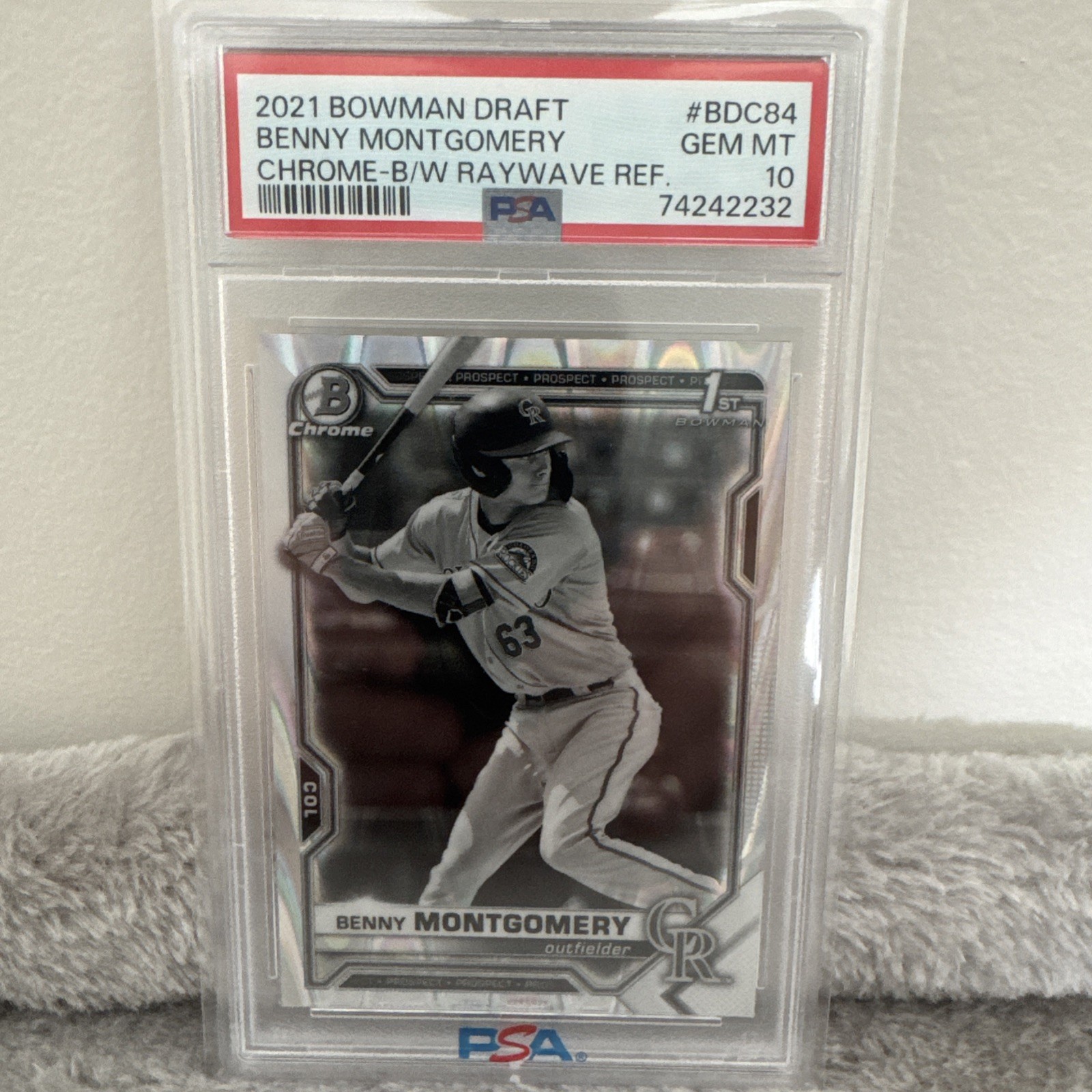 BENNY MONTGOMERY 2021 1st Bowman Chrome Black White Raywave Rookie #BDC84 PSA 10