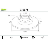 1X Bremsscheibe Valeo 672671 Passend FüR Volvo Volvo Asia
