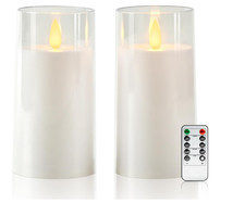 Flameless LED Pillar Candles Set of 2, Remote Control  Timer, White
