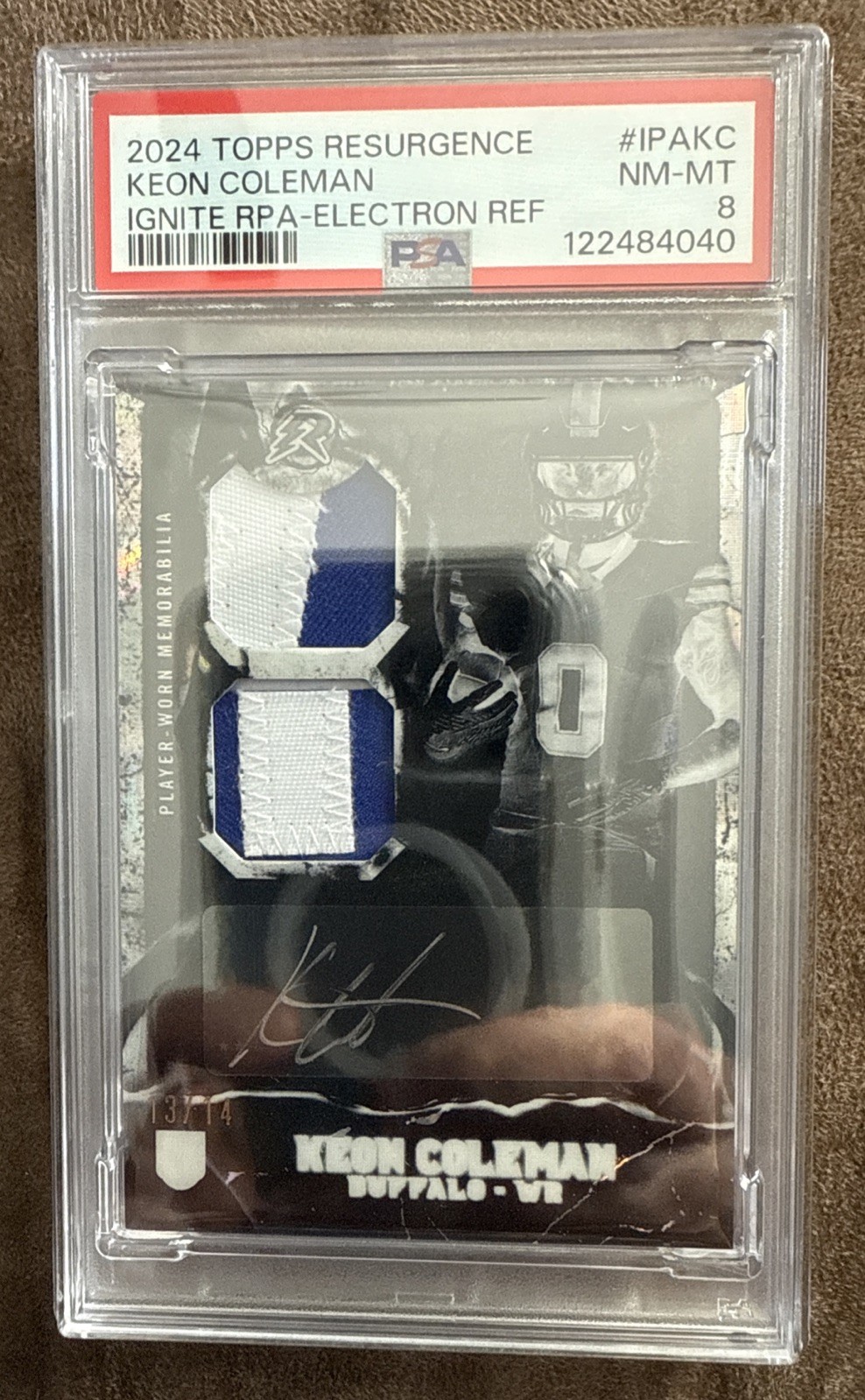 Keon Coleman Topps Resurgence Ignite Rookie Patch Autographs #IPAKC White Surge