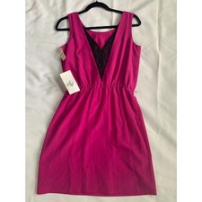 VTG Y2K GUESS Lace Dress Women's 4 Purple Fusia Party Bright Sleeveless NWT