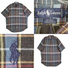 Polo Ralph Lauren Shirt Oxford Button Down Mens Large L Blaire Plaid SS Vtg