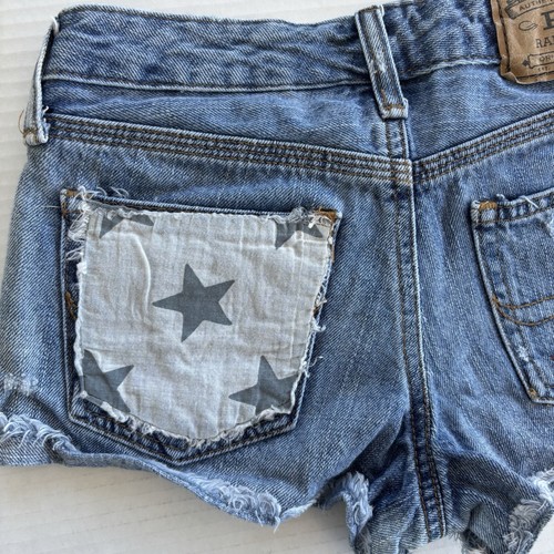POLO Ralph Lauren Girl’s 8 Cut Off Hem 5 Pockets Denim Shorts Distressed Stars - Picture 8 of 11
