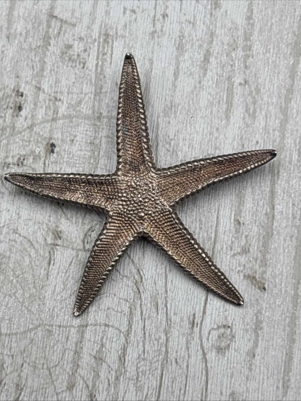 Vintage Textured Sterling Silver 5-Point Starfish Nautical Charm Ocean Pendant