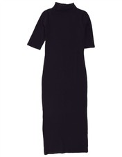 ZARA Womens Maxi Bodycon Dress UK 12 Medium Navy Blue Cotton BA06