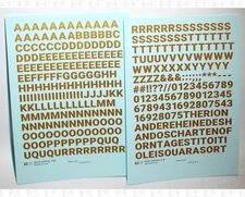 K4 Water Slide Decals Gold 3/8 Inch Bold Gothic Letter Number Alphabet