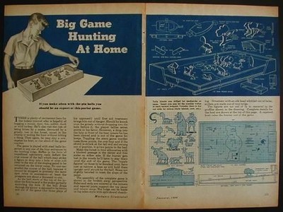 Big Game Jagd Flipperautomat 1948 Bauanleitung PLÄNE Marmorwild