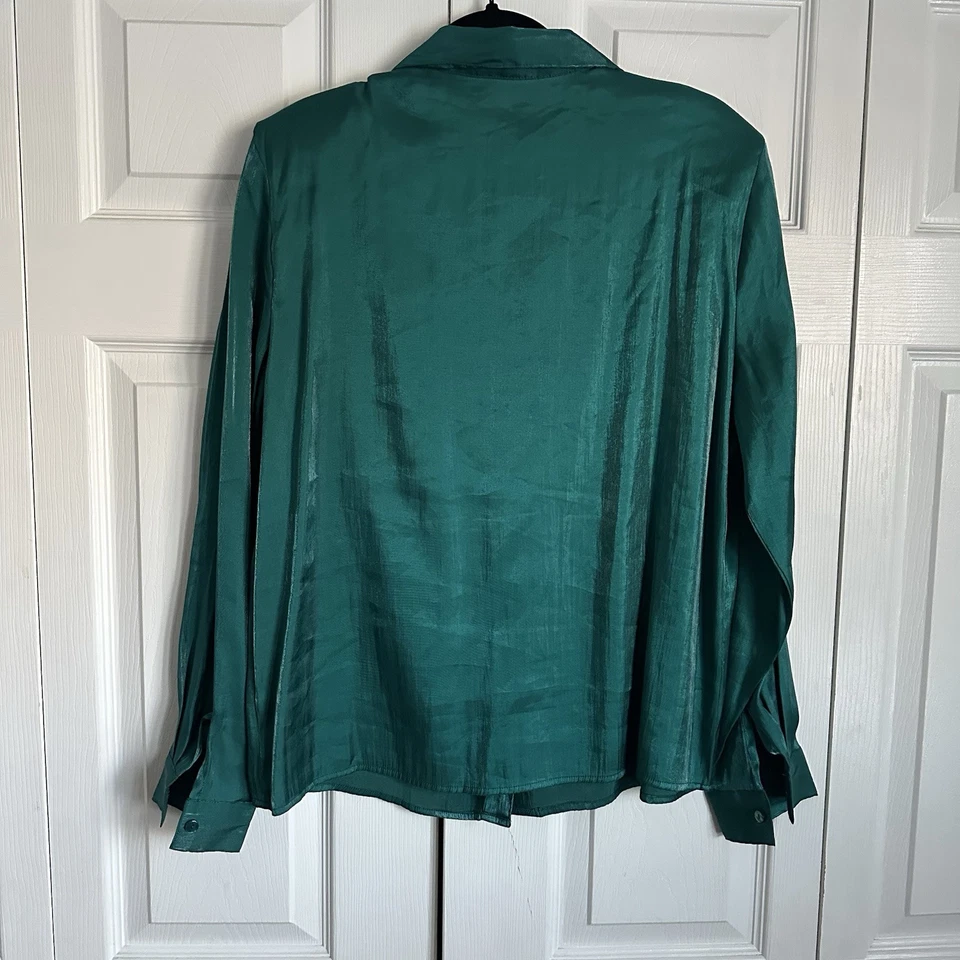 Blusa Jaclyn Smith Mujer Abotonada LS Talla XL Brillante Brillante Antiguo Dinero Oficina Foto 2 de 4