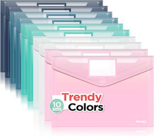 10Pack Plastic Envelopes, Plastic File Folders, Clear Folders for Documents Tren