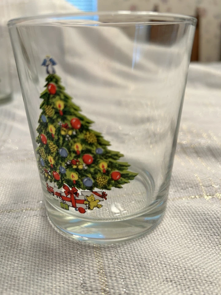 Juego de acción vintage 1985 de 4 vasos de Navidad de Carlton de 14 oz con caja original usado en excelente estado Foto 4 de 4