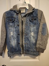 MaCam Boys Blue Denim Jeans Jacket Hoodie Size 8 Or 6-8 Years Old