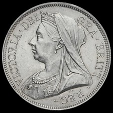 1893 Queen Victoria Veiled Head Silver Half Crown, UNC