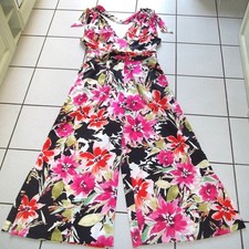 SOMMER Jumpsuit Overall Gr. L 38 40 42 SCHWARZ Bunt Blüten Satin ZARA edel