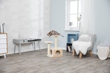 3-Level 28" Cat Tree with Scratching Posts  Condo, Beige