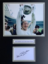 Leeds United Jack Charlton Signed 16" X 12" Double Mounted Display