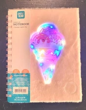Pen+Gear Journal Notebook Light-up Ice Cream Cone Pink Furry Cover 120 Pages