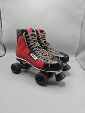 Vintage Bauer Chicago Roller Skates Size 8 R Red City Roller Wheels